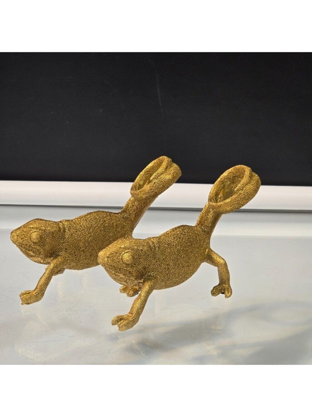 Creative Co-Op 2 Resin Chameleon Figurines Sleek Gold Color Finish